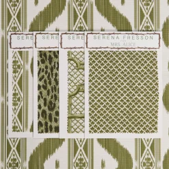 Olive Green Ikat Stripe Fabric|Mrs. Alice Discount