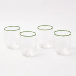 Olive Rim Swirl Glassware Set|Mrs. Alice Online