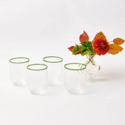 Olive Rim Swirl Water Glass (Set Of 4)|Mrs. Alice Best