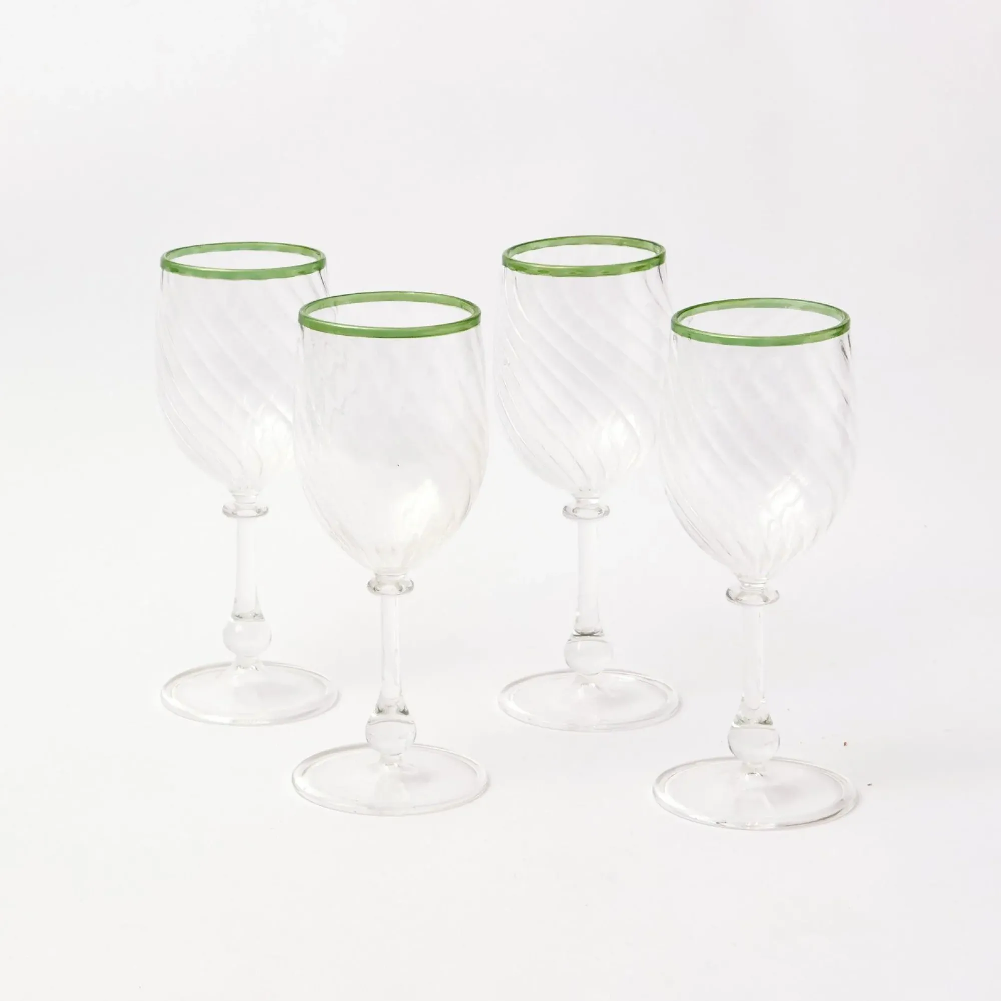 Olive Rim Swirl Wine Glasses (Set Of 4)|Mrs. Alice New