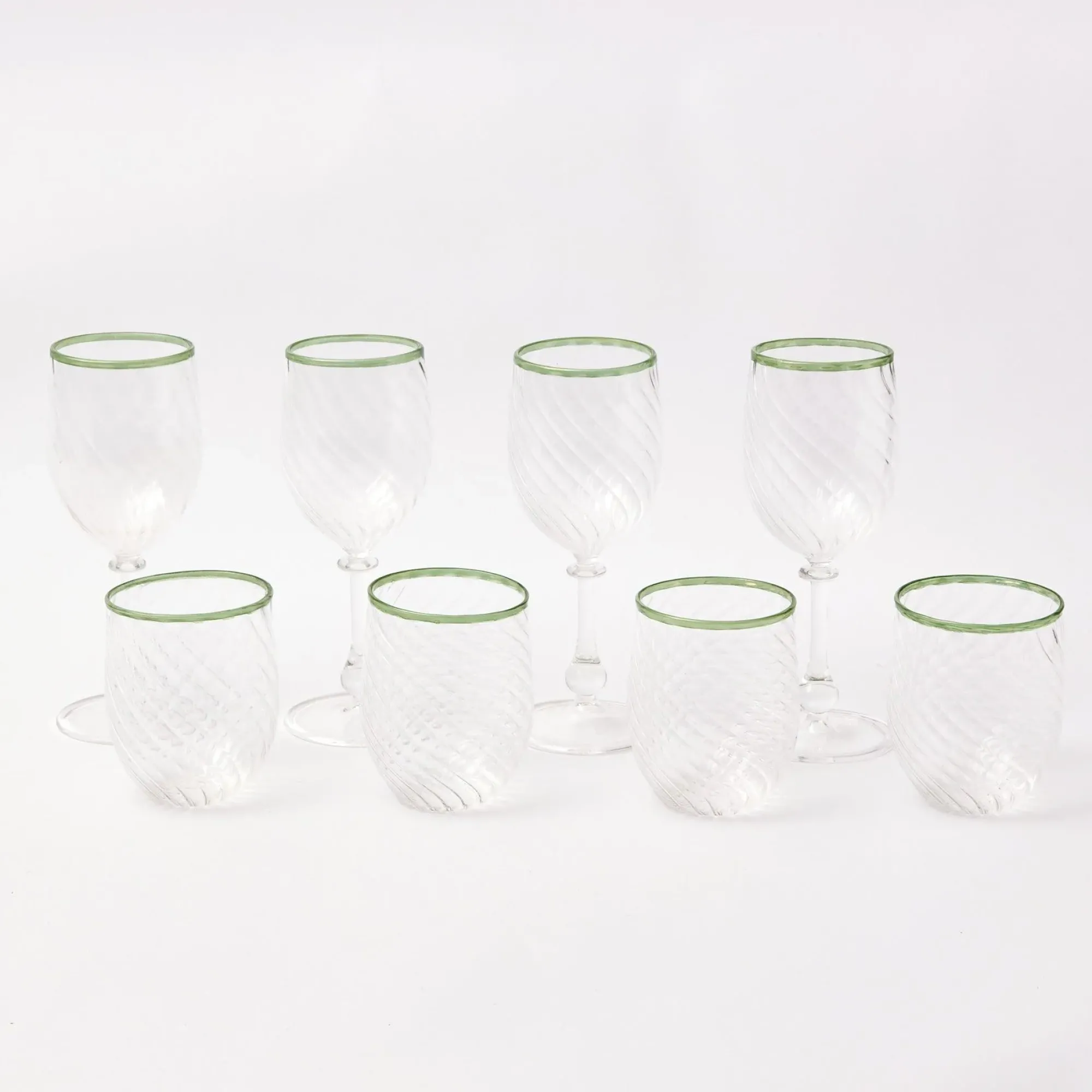 Olive Rim Swirl Wine Glasses (Set Of 4)|Mrs. Alice New