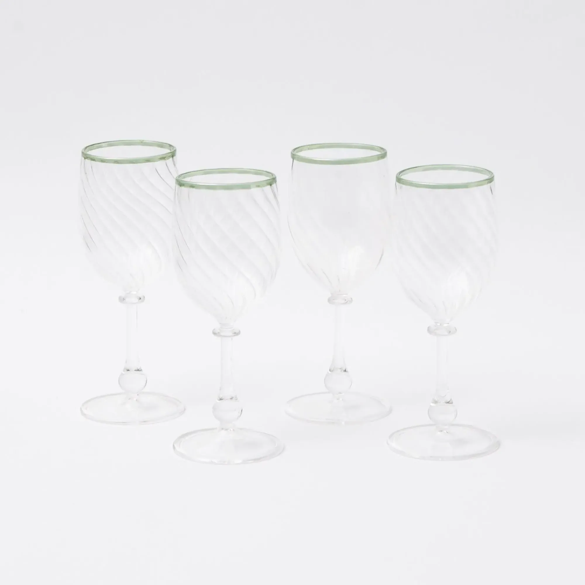 Olive Rim Swirl Wine Glasses (Set Of 4)|Mrs. Alice New