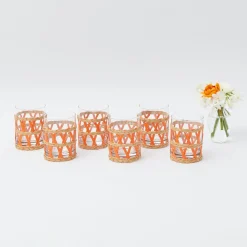 Orange Raffia Water Glasses (Set Of 6)|Mrs. Alice Clearance