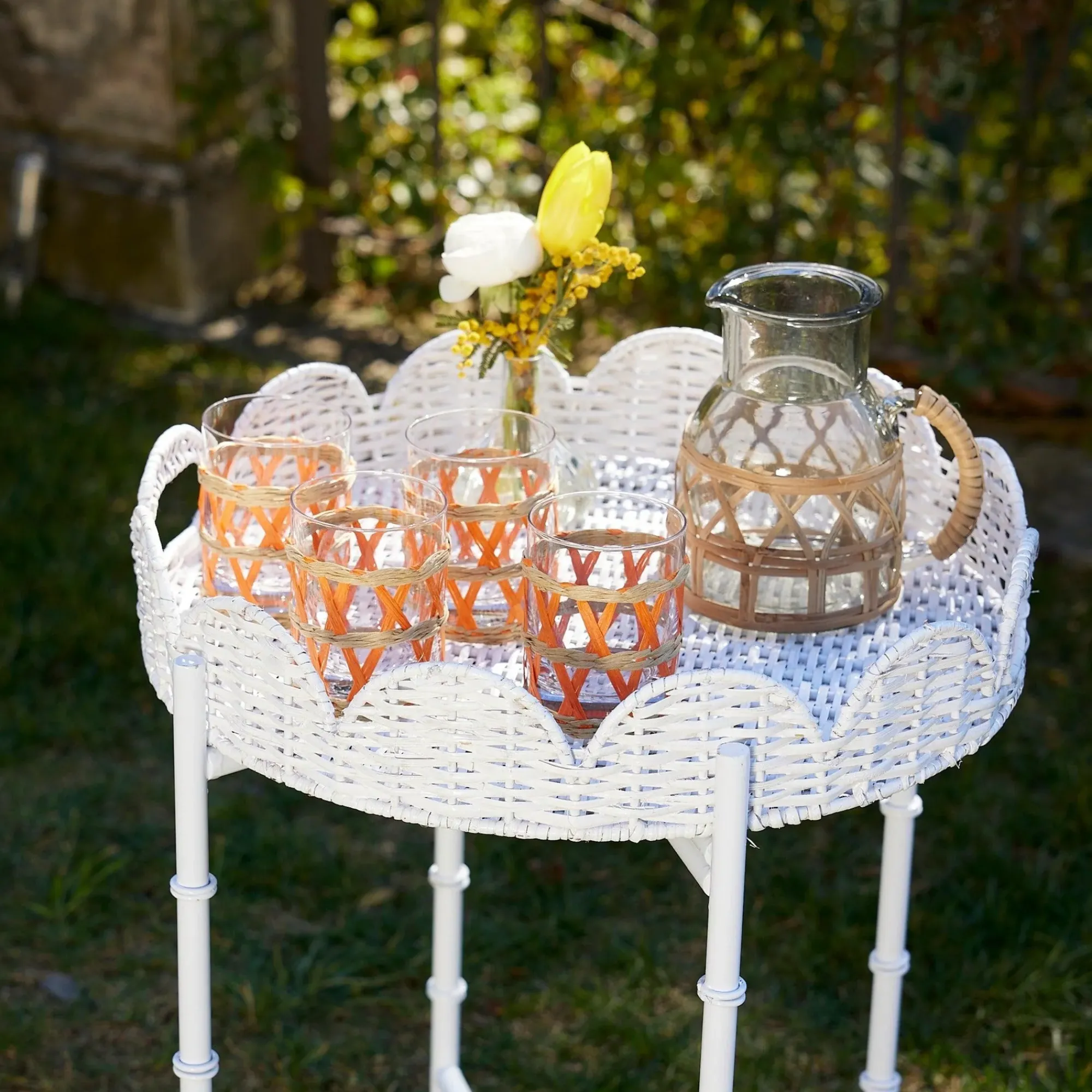 Orange Raffia Water Glasses (Set Of 6)|Mrs. Alice Clearance