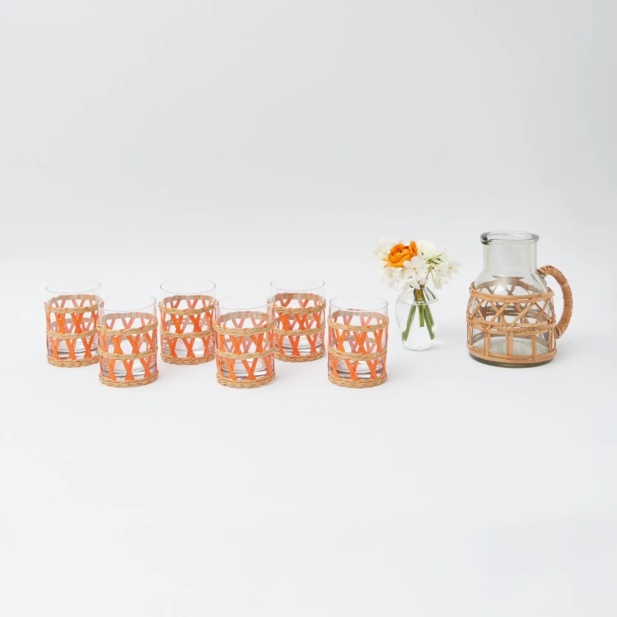 Orange Raffia Water Glasses (Set Of 6)|Mrs. Alice Clearance