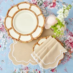 Petal Bamboo Ceramic Dinner & Starter Plates (Set Of 8)|Mrs. Alice Best
