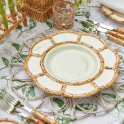 Petal Bamboo Ceramic Dinner & Starter Plates (Set Of 8)|Mrs. Alice Best