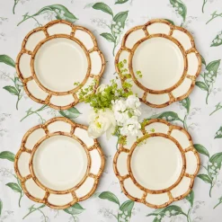 Petal Bamboo Ceramic Dinner & Starter Plates (Set Of 8)|Mrs. Alice Outlet