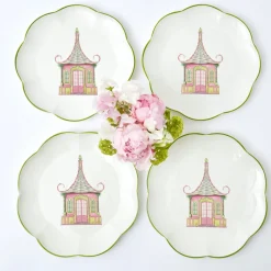 Pink & Green Pagoda Dinner Plate (Set Of 4)|Mrs. Alice Outlet