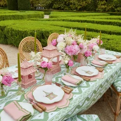 Pink & Green Pagoda Dinner & Starter Plates (Set Of 8)|Mrs. Alice Outlet