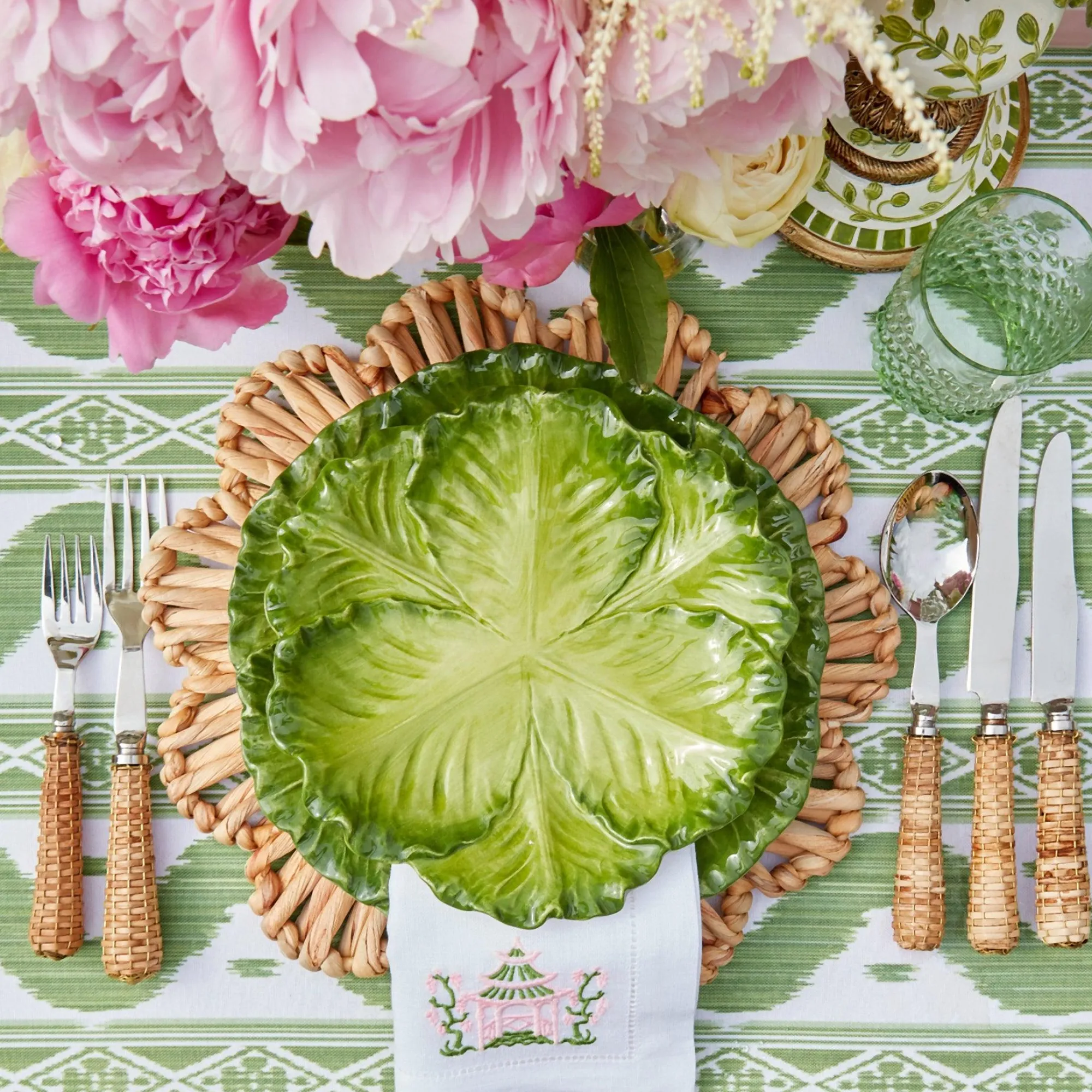 Pink & Green Pagoda Napkins (Set Of 4)|Mrs. Alice