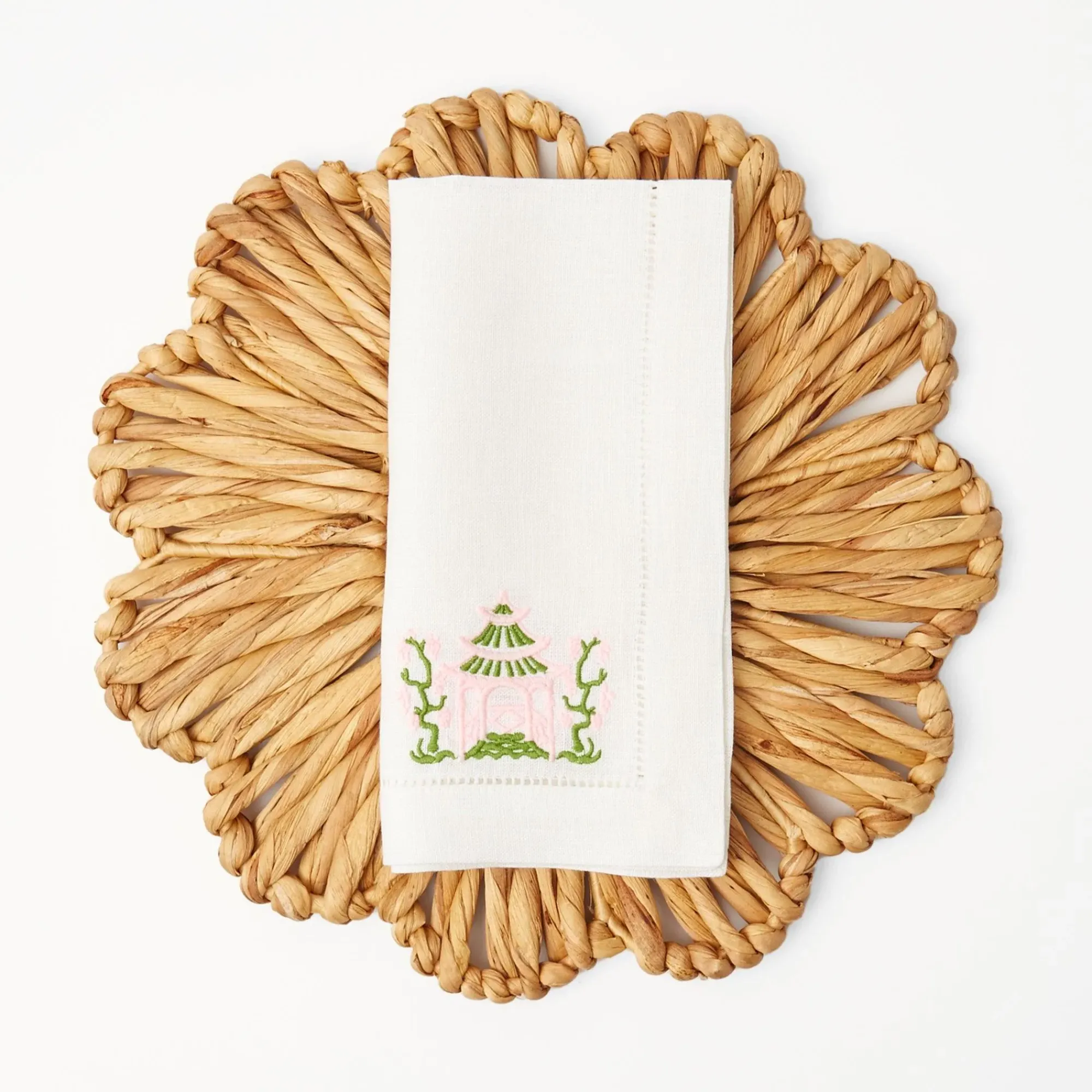 Pink & Green Pagoda Napkins (Set Of 4)|Mrs. Alice