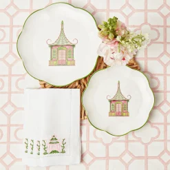 Pink & Green Pagoda Starter Plate (Set Of 4)|Mrs. Alice New