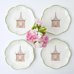 Pink & Green Pagoda Starter Plate (Set Of 4)|Mrs. Alice New