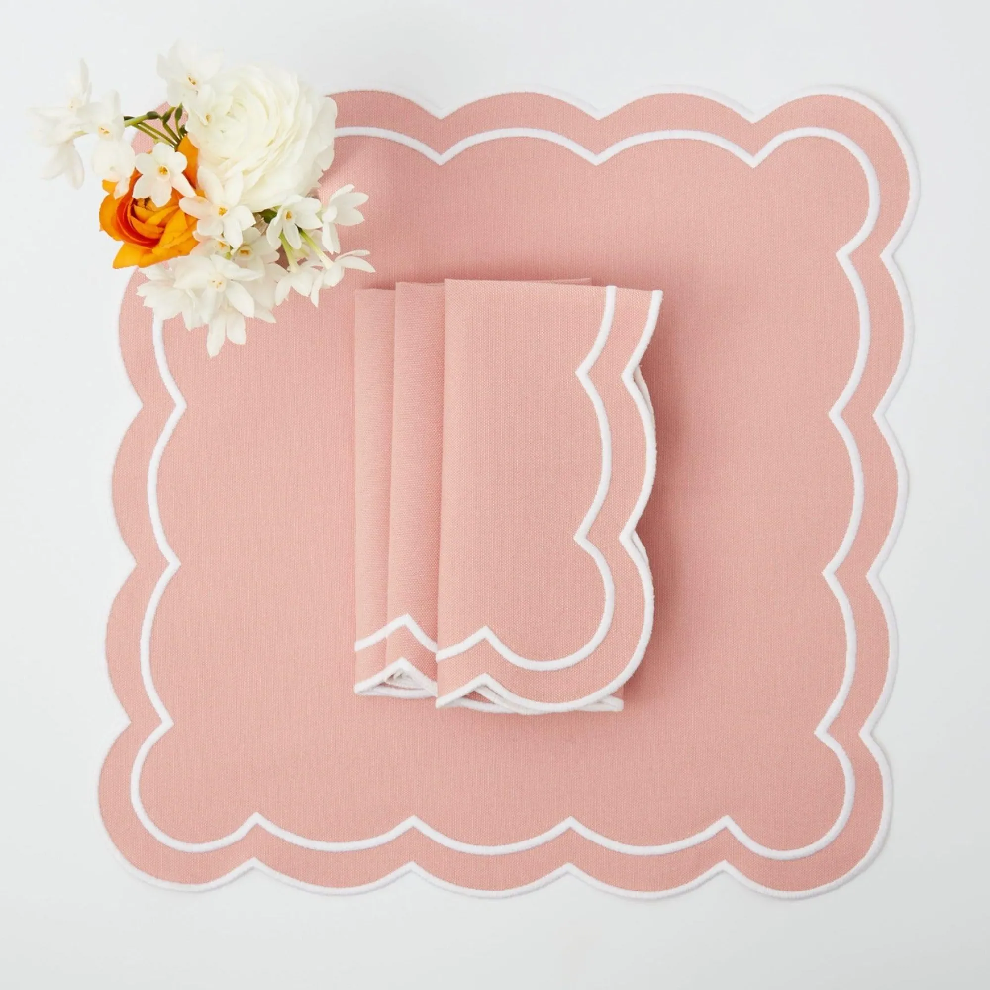 Pink Applique Napkins (Set Of 4)|Mrs. Alice Discount