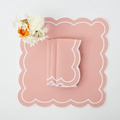 Pink Applique Napkins (Set Of 4)|Mrs. Alice Discount