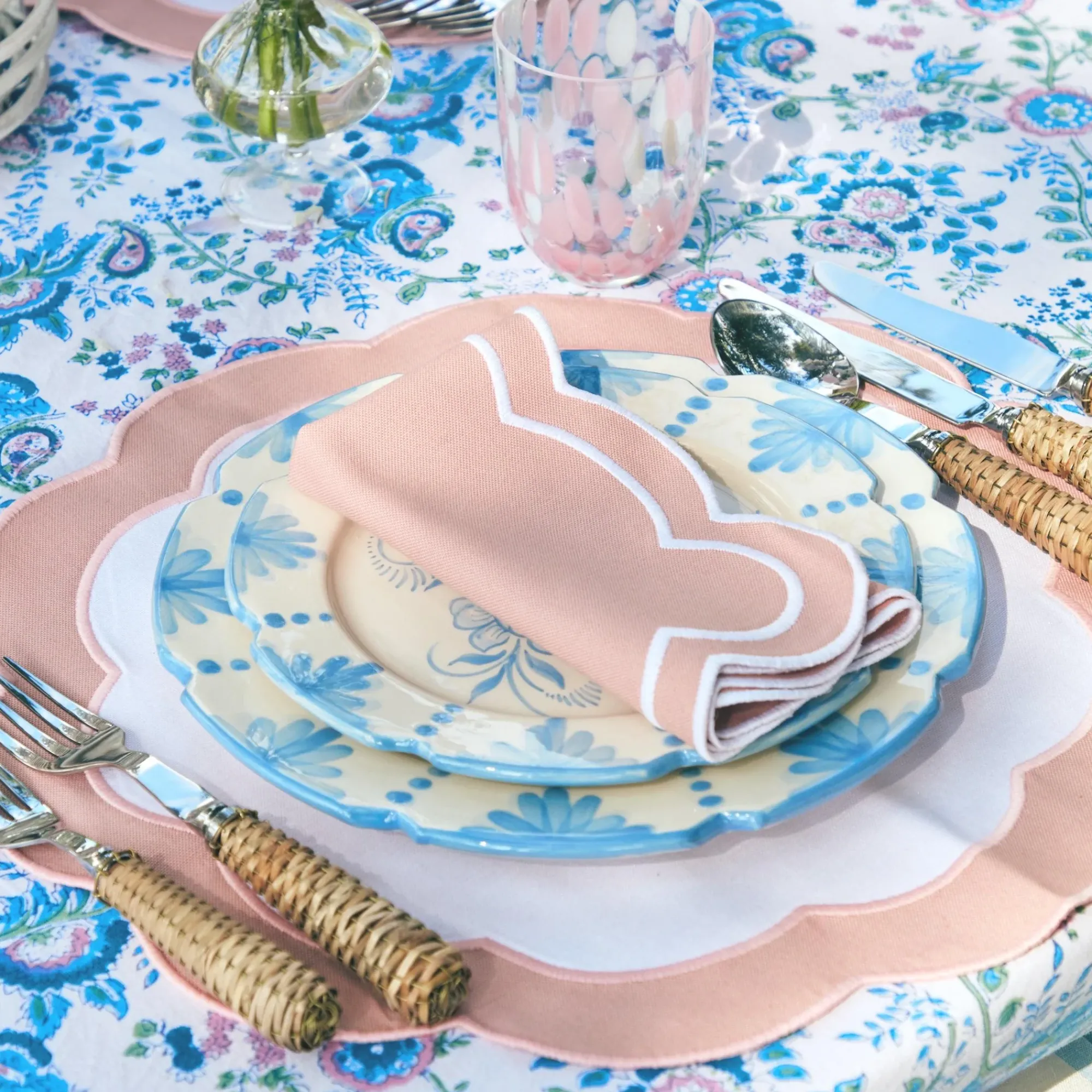 Pink Applique Napkins (Set Of 4)|Mrs. Alice Discount