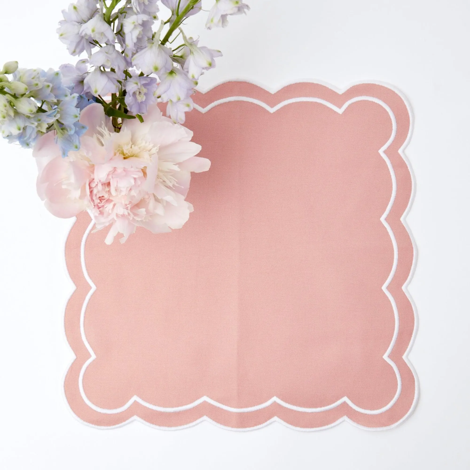 Pink Applique Placemats & Napkins (Set Of 4)|Mrs. Alice Best