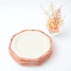 Pink Geometric Bamboo Dinner Plate (Set Of 4)|Mrs. Alice Outlet