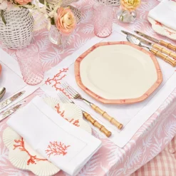 Pink Geometric Bamboo Dinner Plate (Set Of 4)|Mrs. Alice Outlet