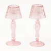 Pink Glass Lantern Tea Light Holder (Pair) - 24Cm|Mrs. Alice Best