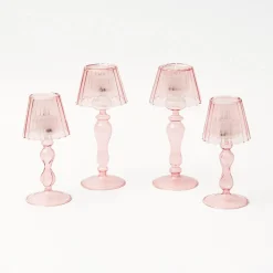 Pink Glass Lantern Tea Light Holder Set|Mrs. Alice Outlet