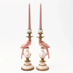 Pink Parrot Candle Holder (Pair)|Mrs. Alice Sale