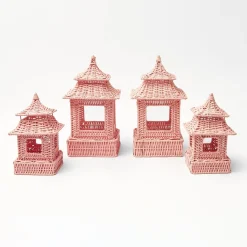 Pink Rattan Pagoda Lantern Set|Mrs. Alice Best