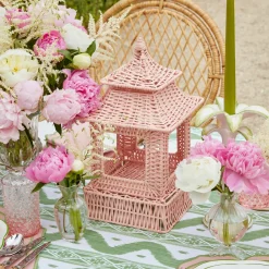 Pink Rattan Pagoda Lantern Set|Mrs. Alice Best