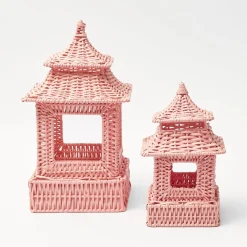 Pink Rattan Pagoda Lantern Set|Mrs. Alice Clearance