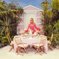 Pink Trailing Ferns Tablecloth|Mrs. Alice Clearance