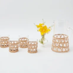 Raffia Water Glasses & Jug Set|Mrs. Alice Outlet