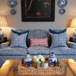 Raspberry Pink Bamboo Trellis Fabric|Mrs. Alice Online