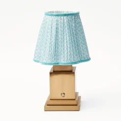 Rechargeable Lamp With Baby Blue Lotus Lampshade|Mrs. Alice Best