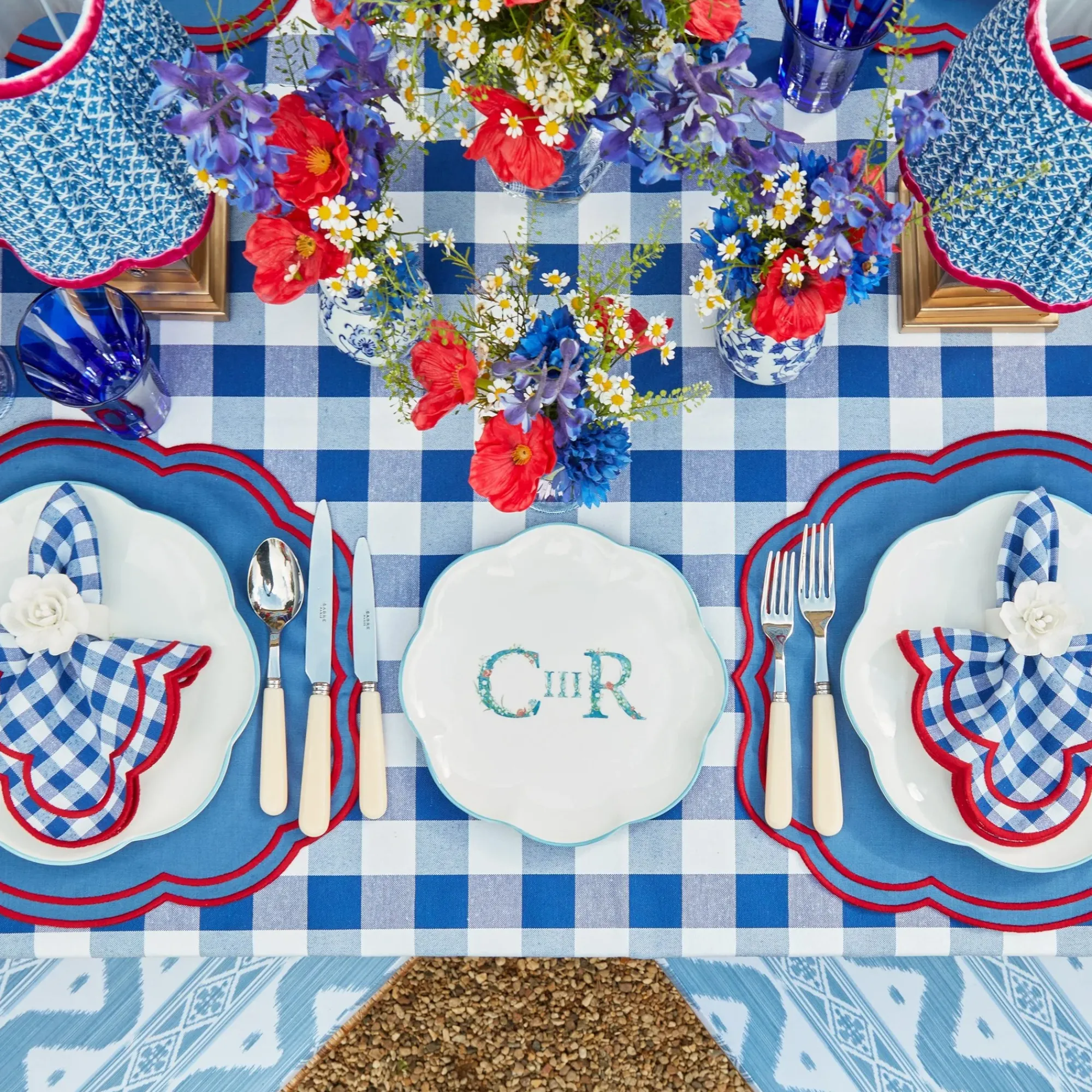 Rechargeable Lamp With Blue Lotus Lampshade|Mrs. Alice Hot