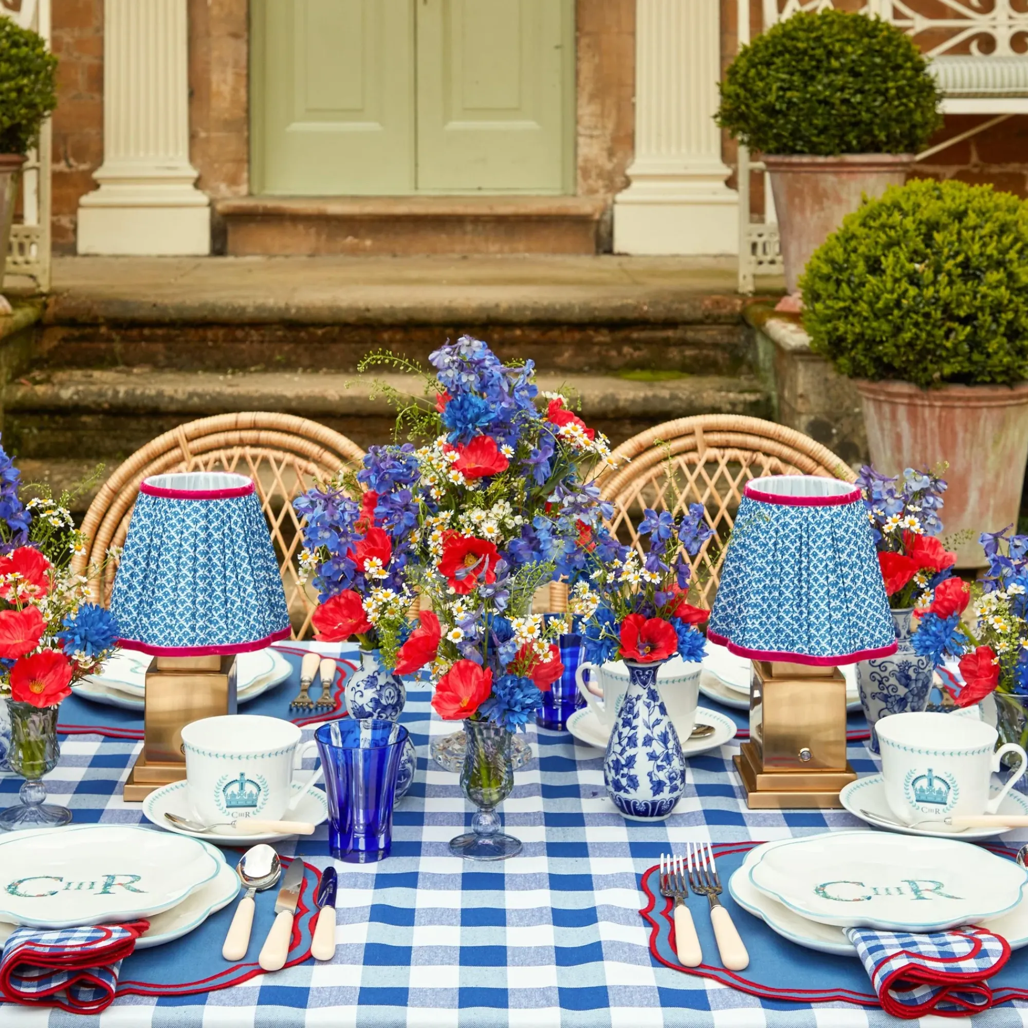 Rechargeable Lamp With Blue Lotus Lampshade|Mrs. Alice Hot