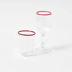 Red Rim Wine Glasses (Set Of 4)|Mrs. Alice Discount