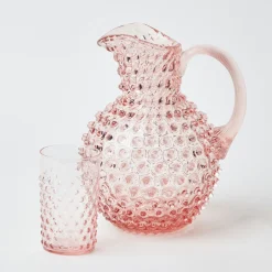 Rose Pink Hobnail Water Glasses & Jug Set|Mrs. Alice Sale