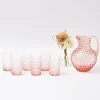Rose Pink Hobnail Water Glasses & Jug Set|Mrs. Alice Clearance