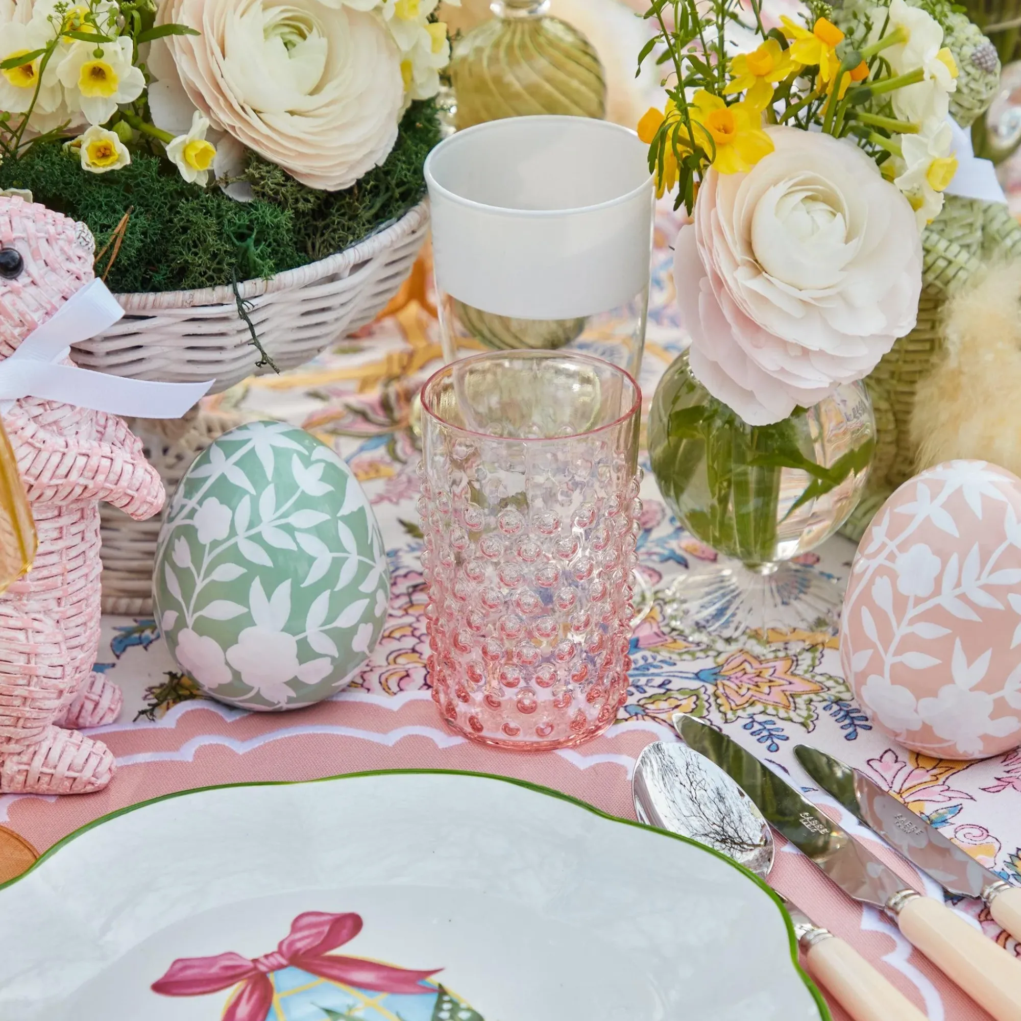 Rose Pink Hobnail Water Glasses & Jug Set|Mrs. Alice Clearance