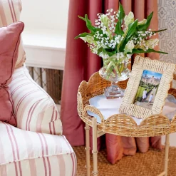 Round Scalloped Rattan Tray With Stand|Mrs. Alice Online