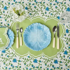 Serena Apple Green Scalloped Placemats (Set Of 4)|Mrs. Alice Clearance