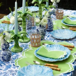 Serena Apple Green Scalloped Napkins (Set Of 4)|Mrs. Alice Clearance