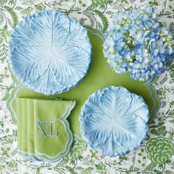 Serena Apple Green With Blue Placemats (Set Of 4)|Mrs. Alice Discount