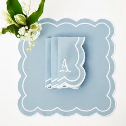 Serena Applique Blue Napkins (Set Of 4)|Mrs. Alice Discount