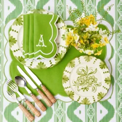 Serena Applique Green Napkins (Set Of 4)|Mrs. Alice