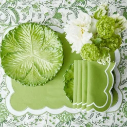 Serena Applique Green Napkins (Set Of 4)|Mrs. Alice