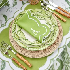Serena Applique Green Napkins (Set Of 4)|Mrs. Alice