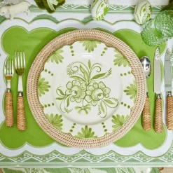 Serena Applique Green Placemats & Napkins (Set Of 4)|Mrs. Alice Best