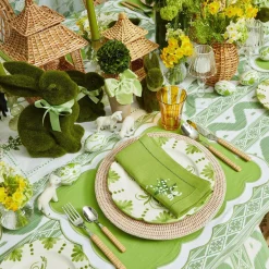 Serena Applique Green Placemats (Set Of 4)|Mrs. Alice Outlet